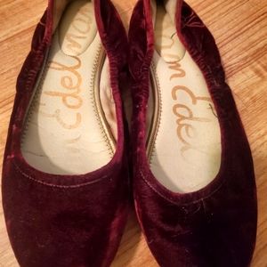 Sam Edelman velvet ballet flats - burgundy